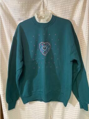 Vintage 90s Gopher Mock Neck Sweatshirt - Embroidered Heart